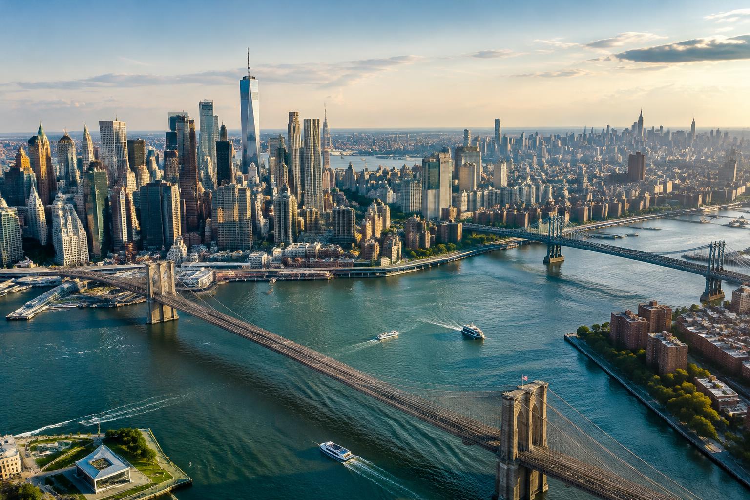 New York skyline and the East River